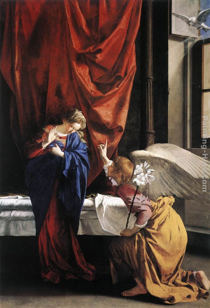 Annunciation painting - Orazio Gentleschi Annunciation art painting